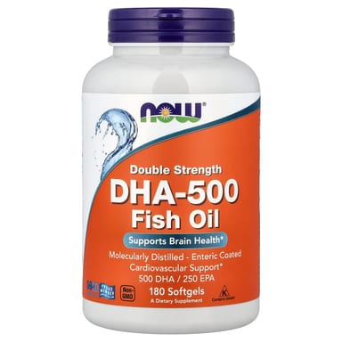 Рыбий жир NOW Foods DHA-500, 180 мягких капсул