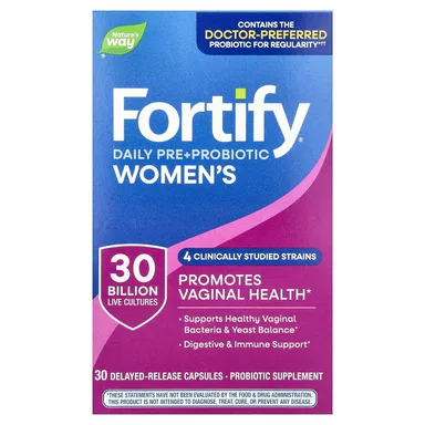 Фото товара: Пробиотик Nature's Way Fortify® Women's Daily Pre 30 Delayed-Release Capsules, 30 млрд КОЕ, капсулы