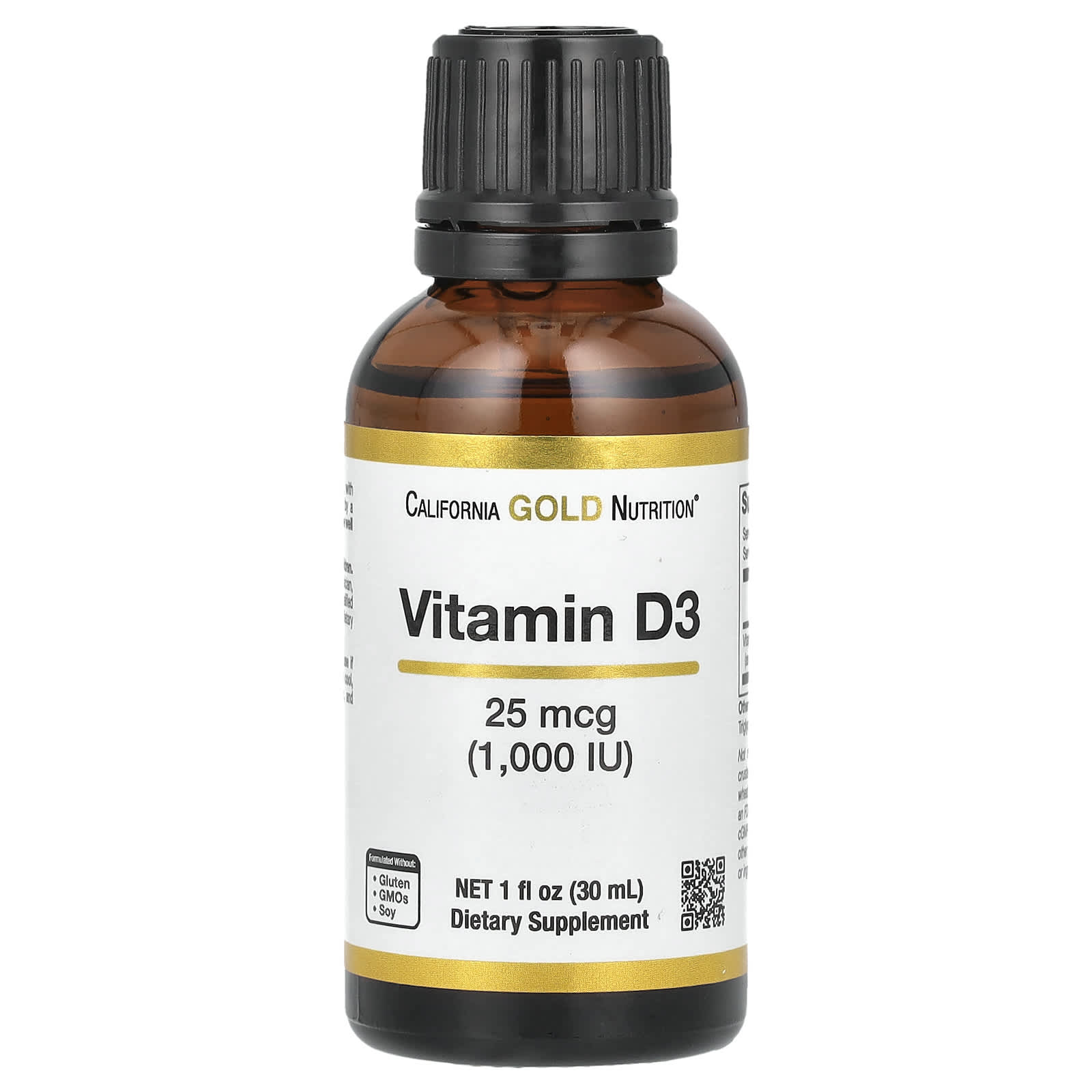 Витамин D3 California Gold Nutrition, 25 мкг (1000 МЕ), 30 мл