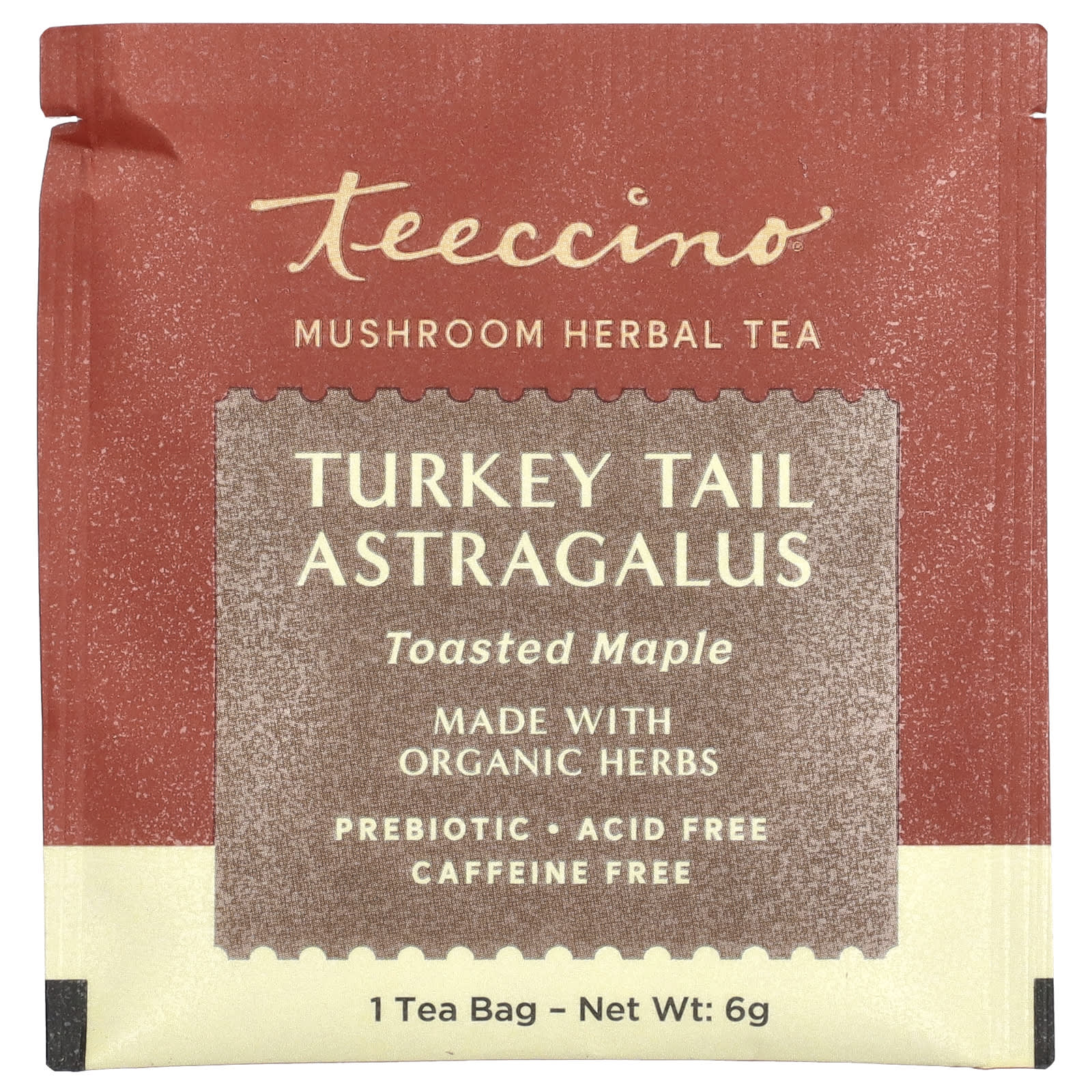 Трутовик разноцветный Teeccino Mushroom Herbal Tea Astragalus Toasted Maple 10 Tea Bags, без кофеина, 60 г, чайные пакетики — фото 3