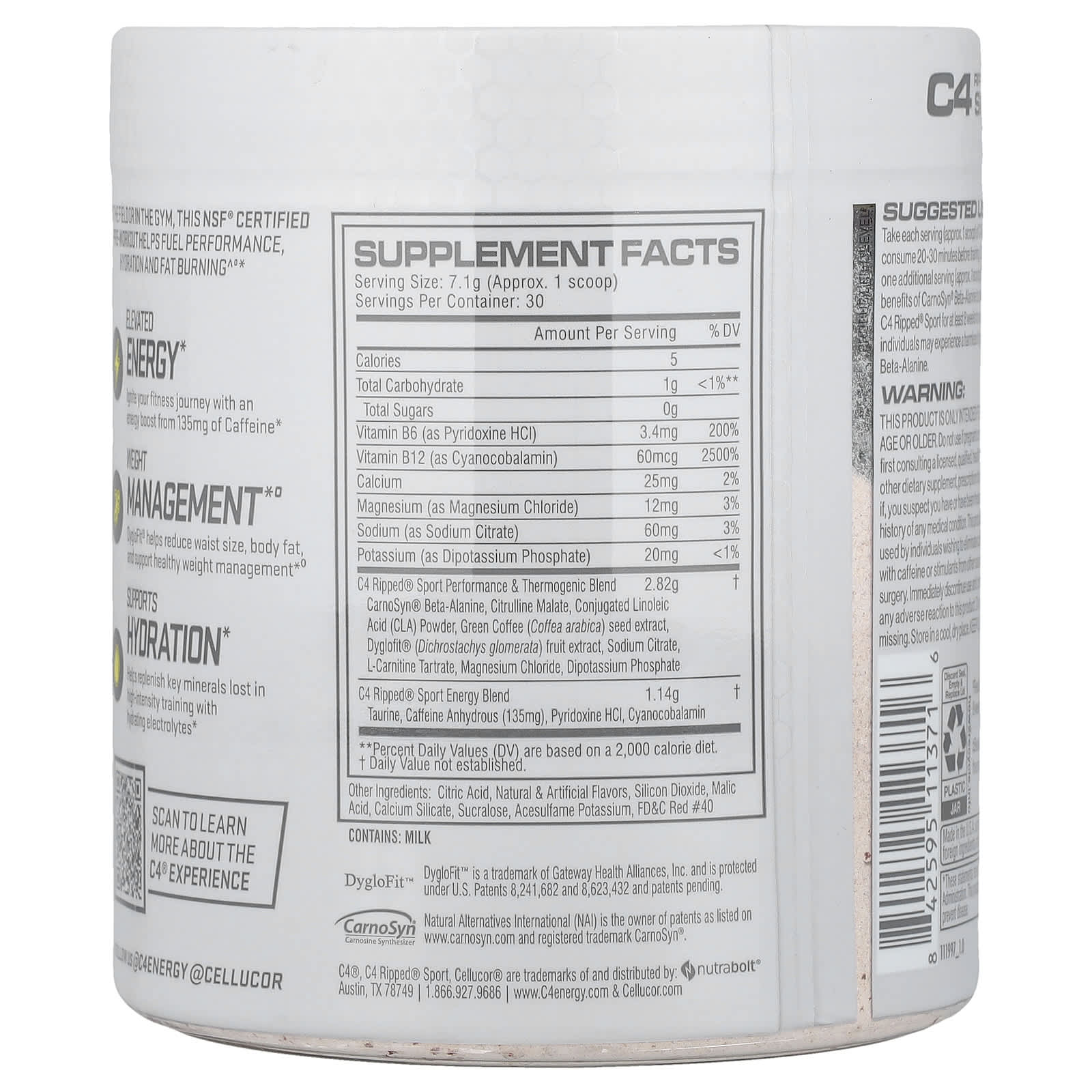 Предтренировочный комплекс C4 / Cellucor C4® Ripped Sport, вкус Fruit Punch, 213 г — фото 2