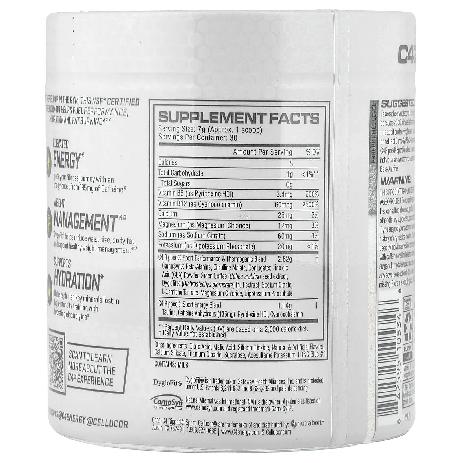 Предтренировочный комплекс C4 / Cellucor C4 Ripped® Sport Arctic Snow Cone, 210 г — фото 2