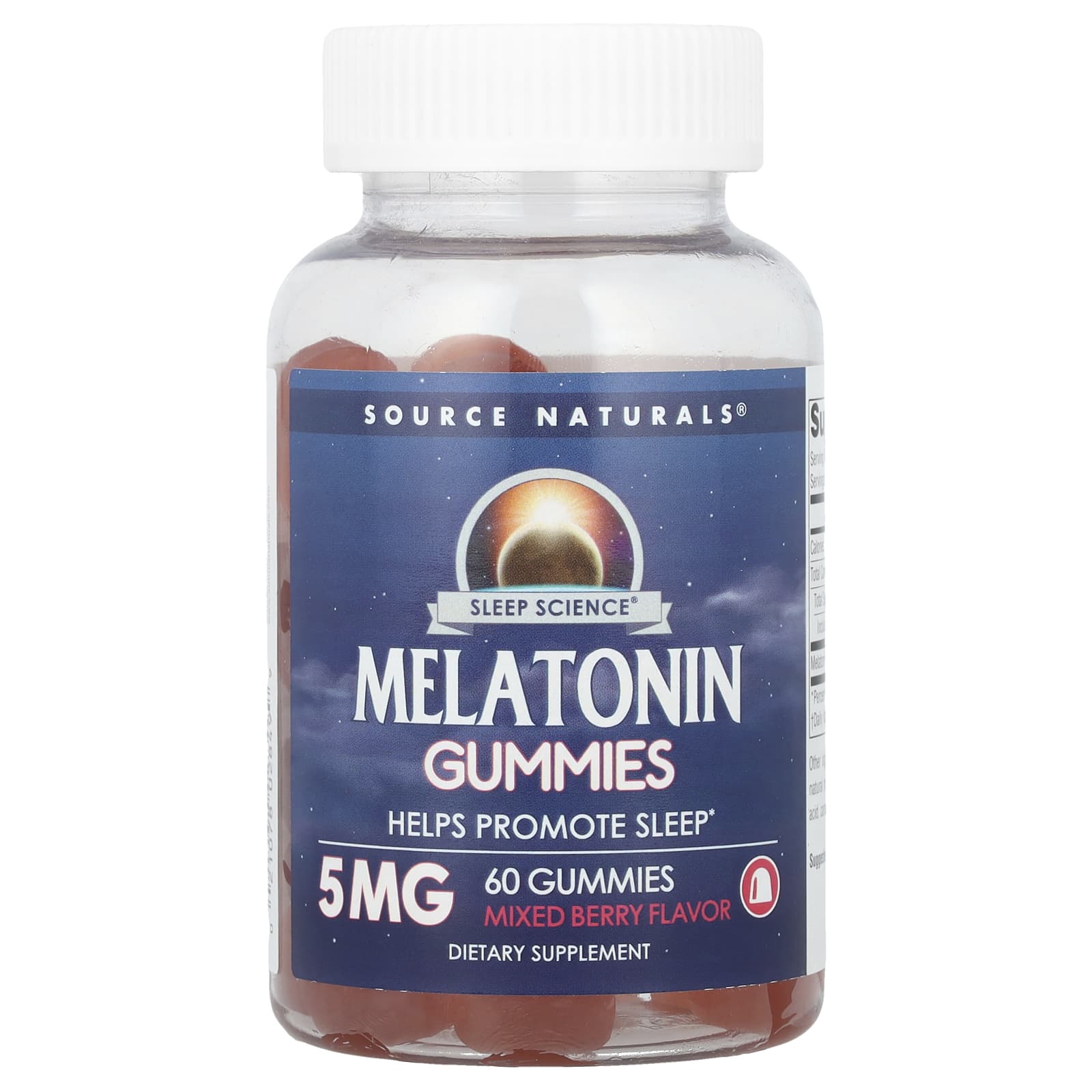 Мелатонин Source Naturals Sleep Science® Gummies, вкус Mixed Berry, 5 мг, 60 жевательных пастилок