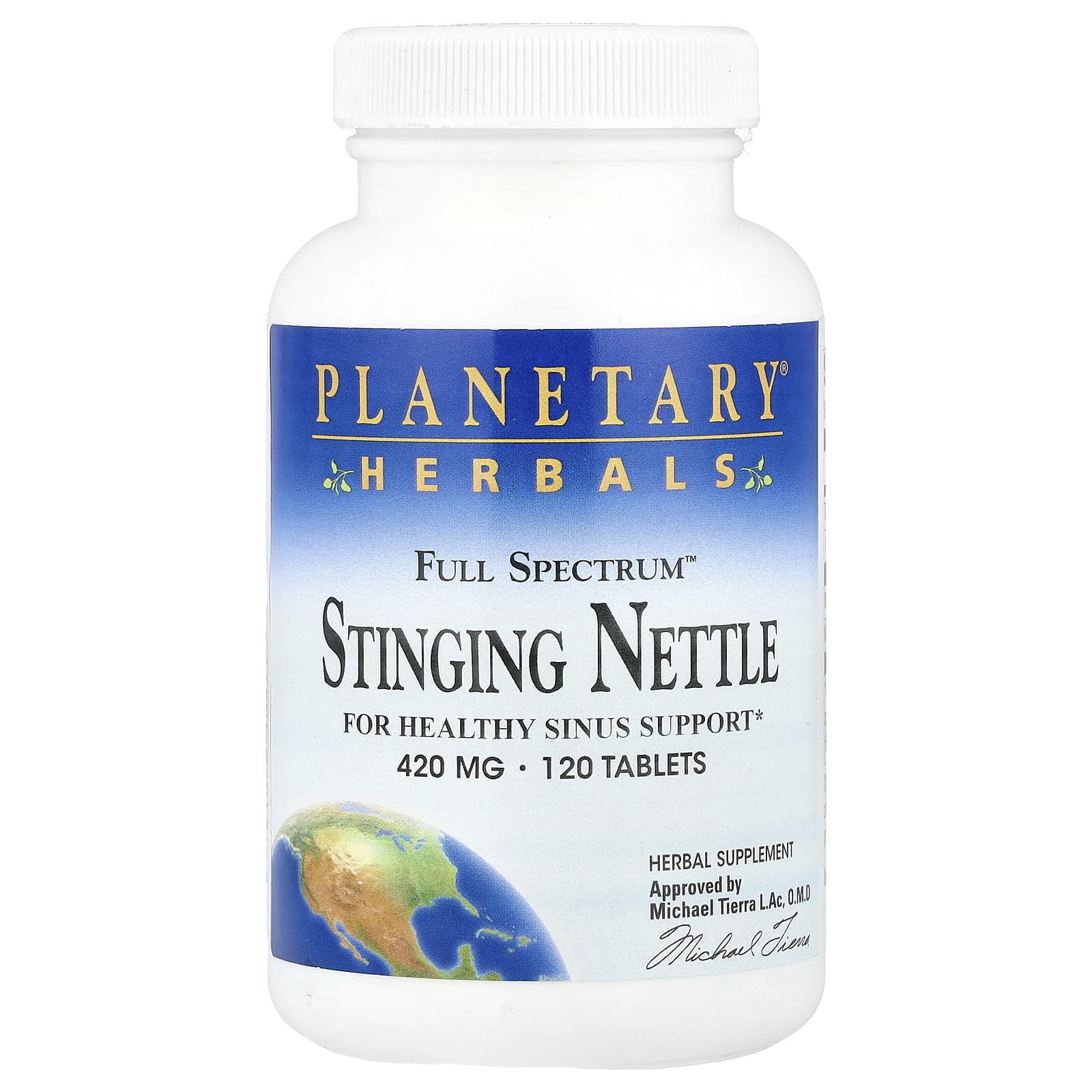 Крапива Planetary Herbals Full Spectrum™ Stinging Nettle, 420 мг, 120 таблеток