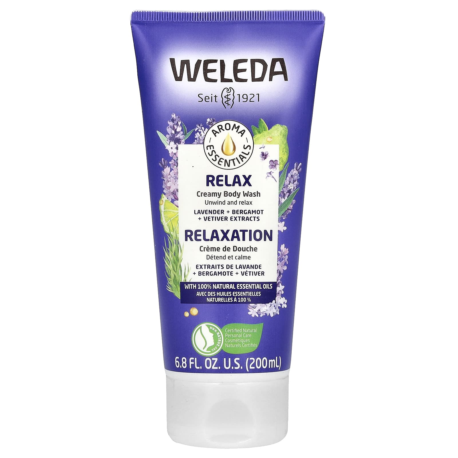Гель для душа Weleda Creamy Lavender Bergamot Vetiver Extracts, оттенок Relax, 200 мл
