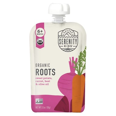Оливковое масло Serenity Kids Organic Roots Sweet Potato Beet & 6+ Months, оттенок Carrot, 99 г