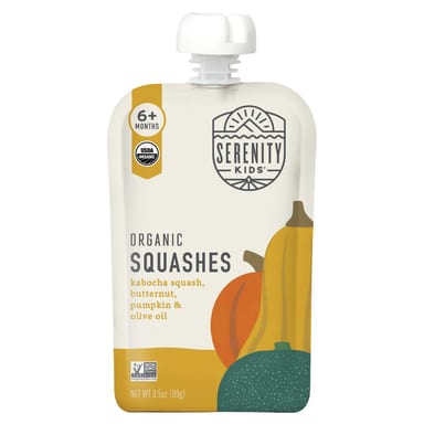 Оливковое масло Serenity Kids Organic Squashes Kabocha Squash Pumpkin & 6+ Months, оттенок Butternut, 99 г