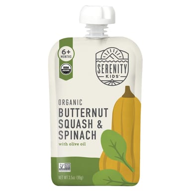 Оливковое масло Serenity Kids Organic Butternut Squash & Spinach with 6+ Months, 99 г
