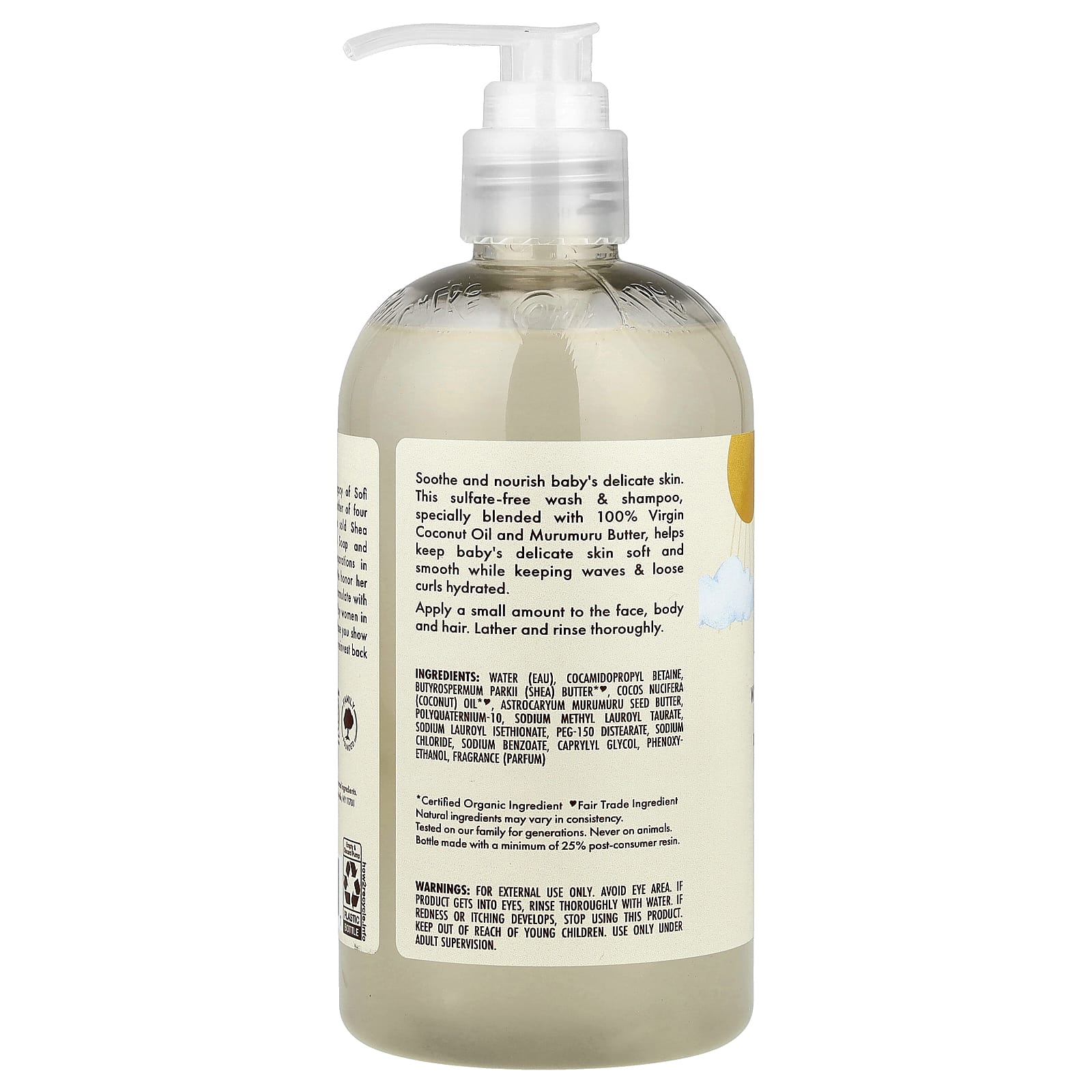 Кокосовое масло SheaMoisture Baby Wash & Shampoo 100% Virgin, 384 мл — фото 2