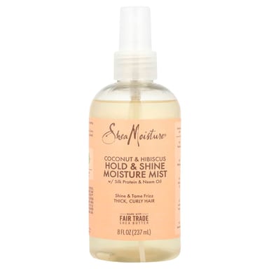 Протеин SheaMoisture Hold & Shine Moisture Mist with Silk & Neem Oil, вкус Coconut & Hibiscus, 237 мл, масло