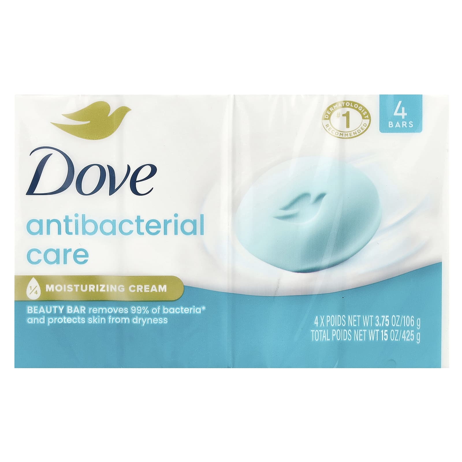 Косметическое мыло Dove Antibacterial Care, 106 г, 4 шт. — фото 3