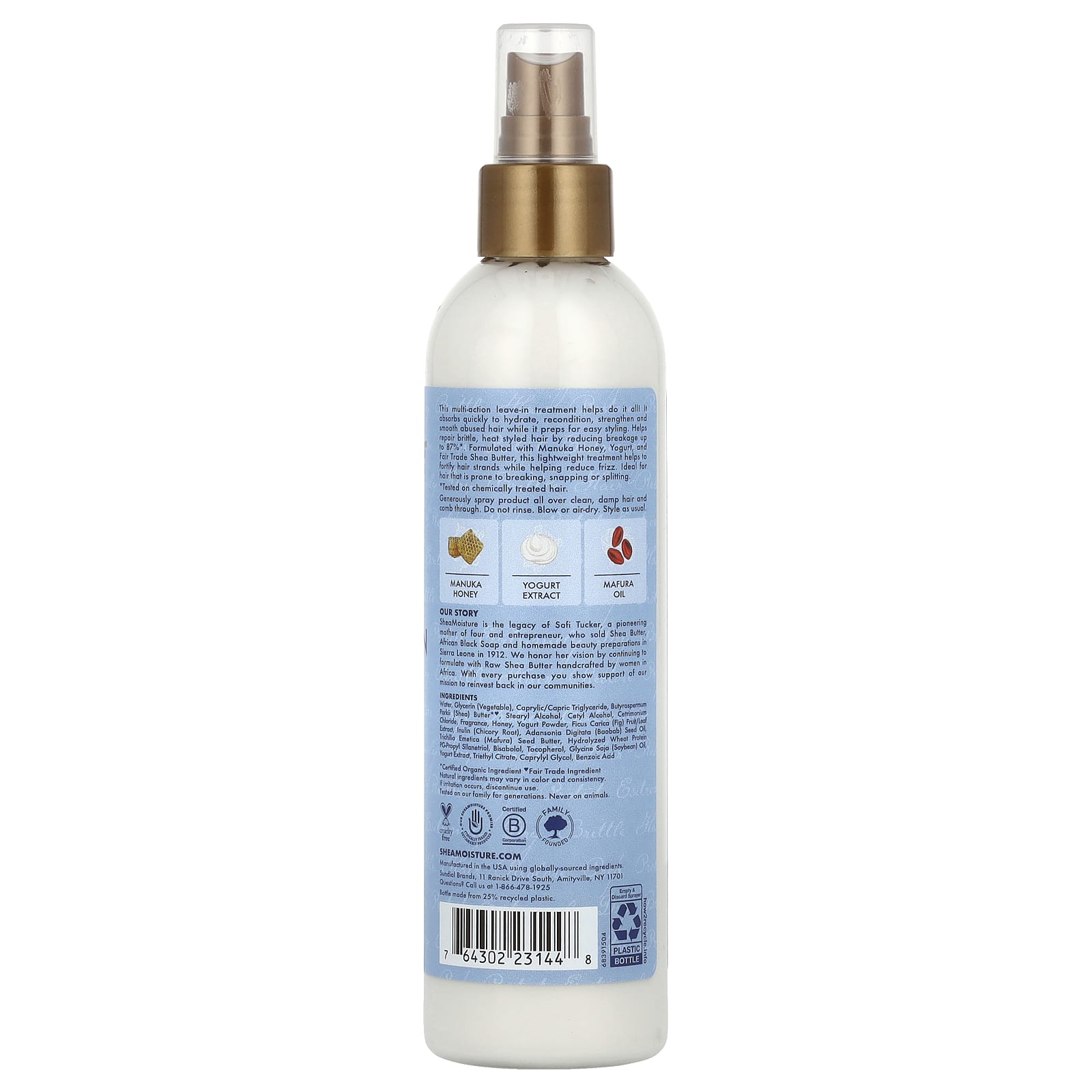 Несмываемое средство SheaMoisture Hydrate Repair Multi-Action Leave-In Manuka Honey & Yogurt, 237 мл — фото 2