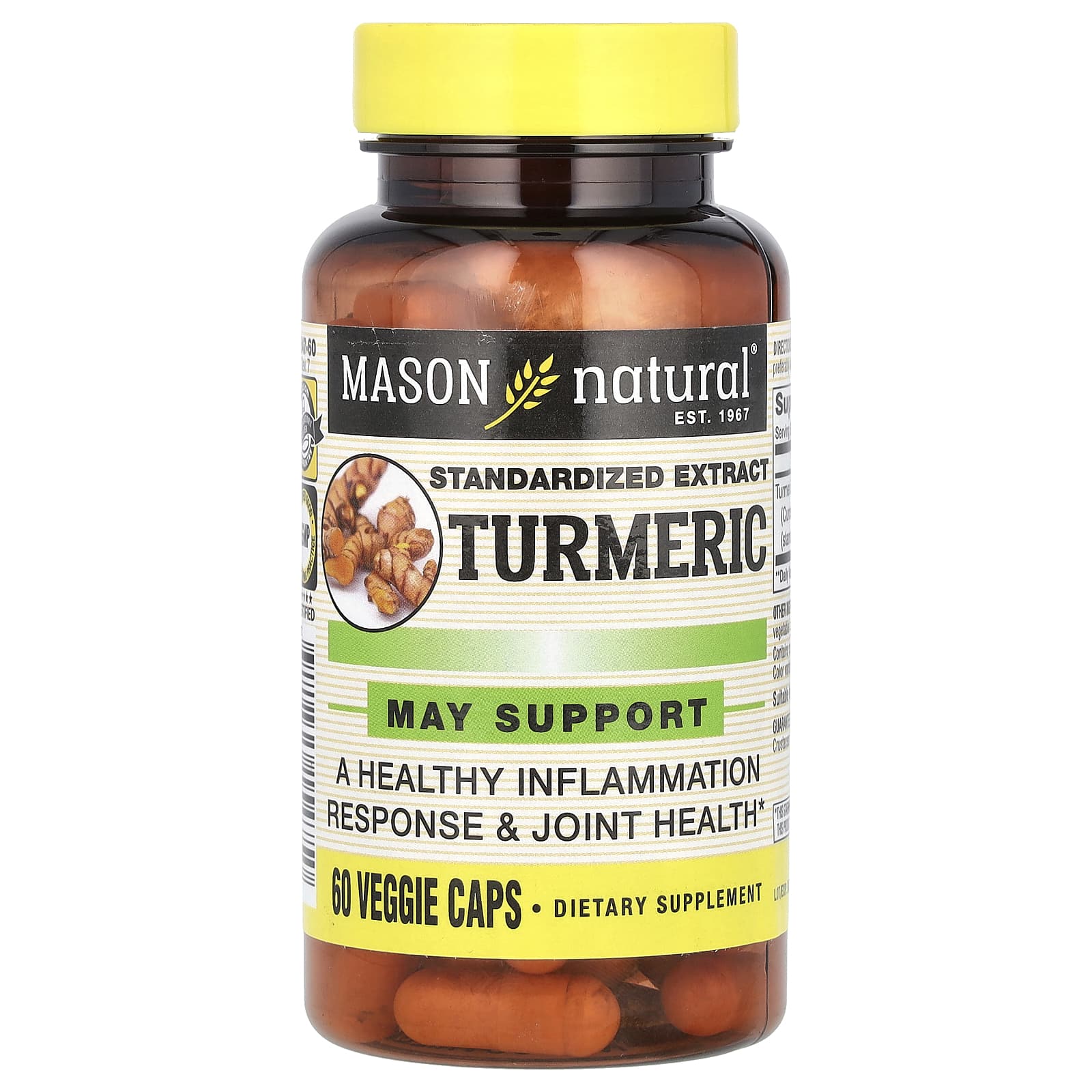 Куркума Mason Natural Standardized Extract, 500 мг, 60 растительных капсул