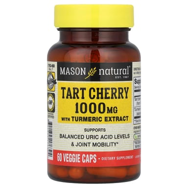 Куркума Mason Natural, вкус Tart Cherry with Turmeric Extract, 1000 мг, 60 растительных капсул