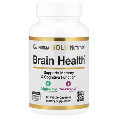 Фосфатидилсерин California Gold Nutrition Brain Health with Alpha-Glycerophosphorylcholine Phosphorus and, кальций, 60 растительных капсул