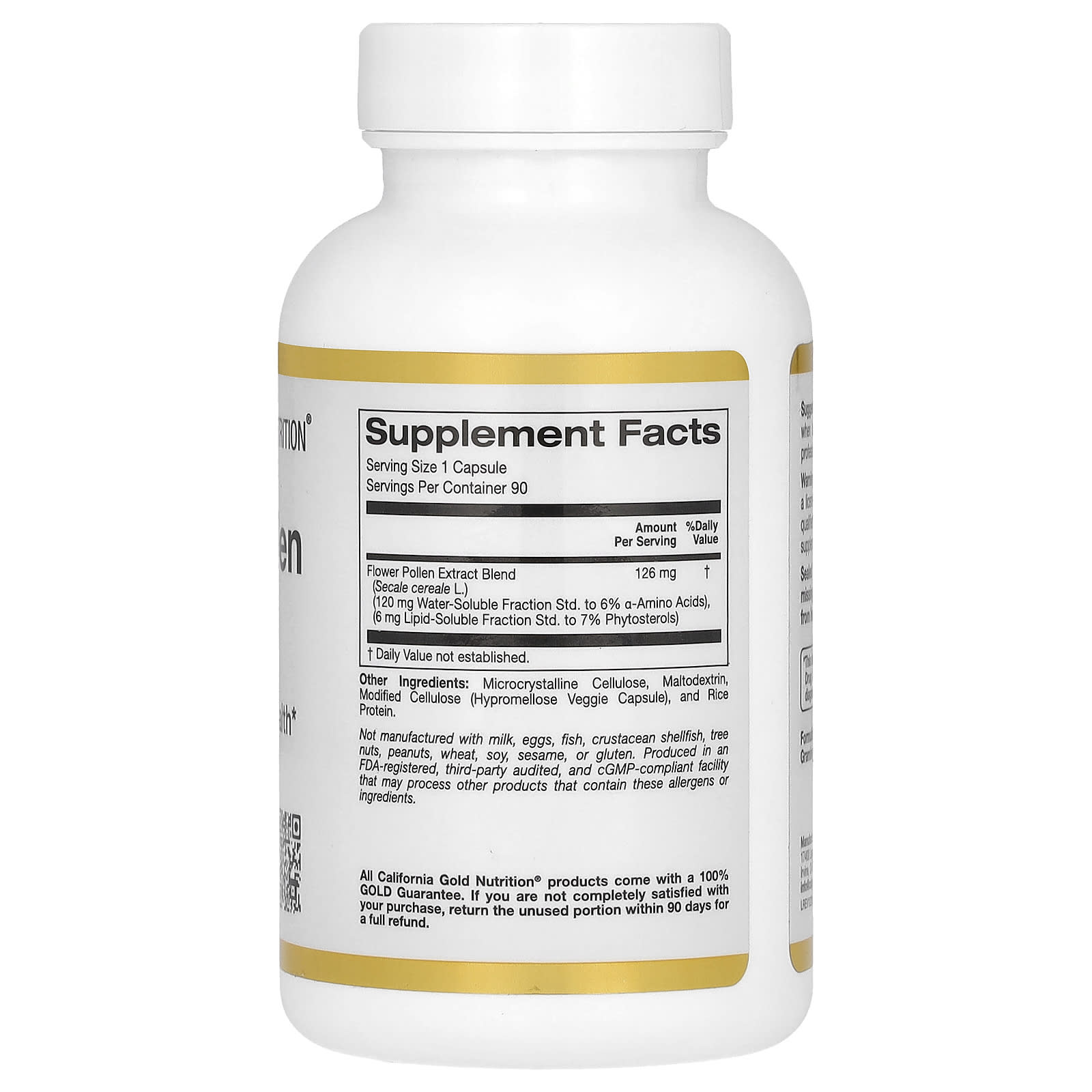 Экстракт цветочной пыльцы California Gold Nutrition, 90 вегетарианских капсул — фото 3