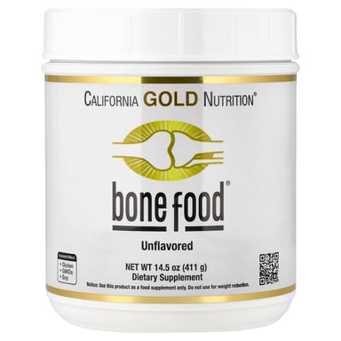 Гиалуроновая кислота California Gold Nutrition Bone Food with Collagen Peptides plus Vitamins & Minerals, без вкуса, 411 г