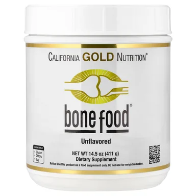 Фото товара: Гиалуроновая кислота California Gold Nutrition Bone Food with Collagen Peptides plus Vitamins & Minerals, без вкуса, 411 г