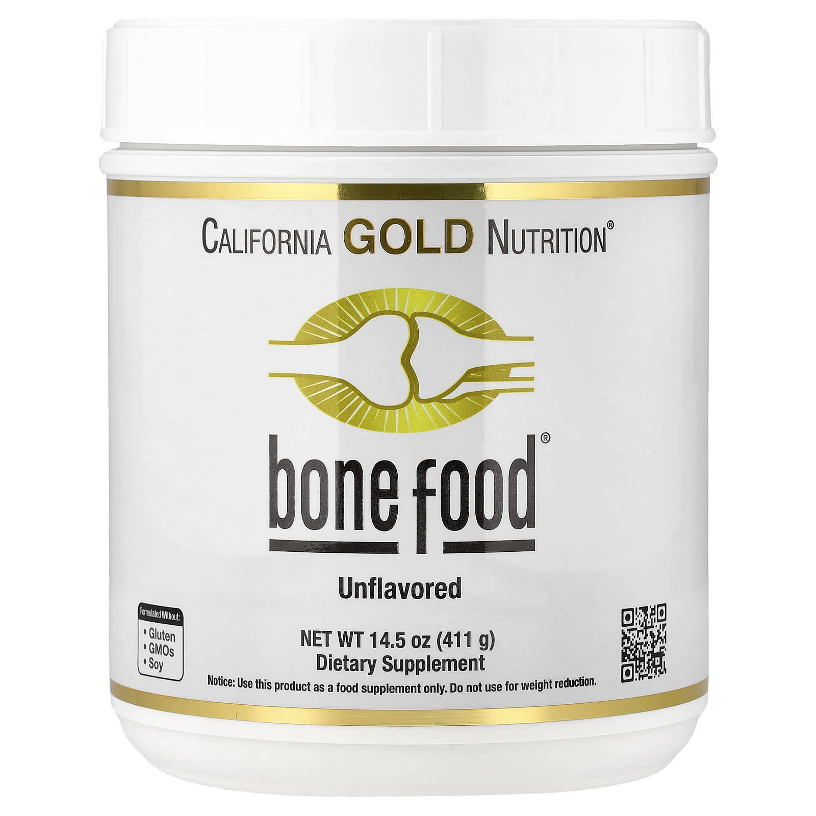 Гиалуроновая кислота California Gold Nutrition Bone Food with Collagen Peptides plus Vitamins & Minerals, без вкуса, 411 г — фото 3