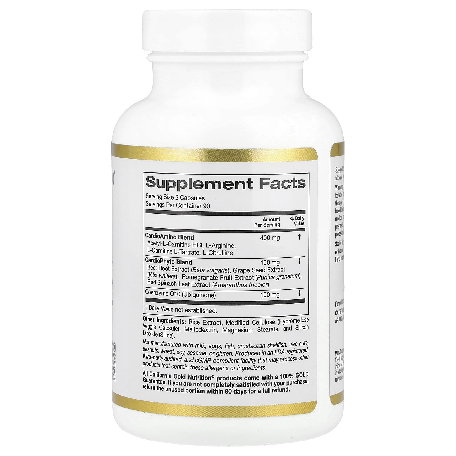 Коэнзим Q10 California Gold Nutrition Cardio Complex with CardioAmino Blend CardioPhyto Blend and, 180 растительных капсул — фото 3