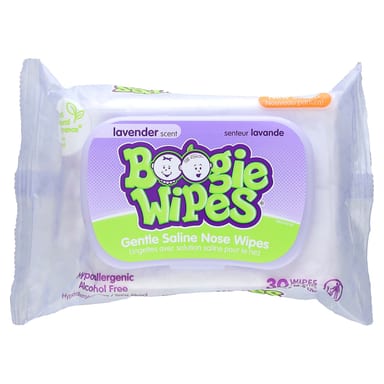 Салфетки Boogie Wipes Gentle Saline Nose 30, оттенок Lavender