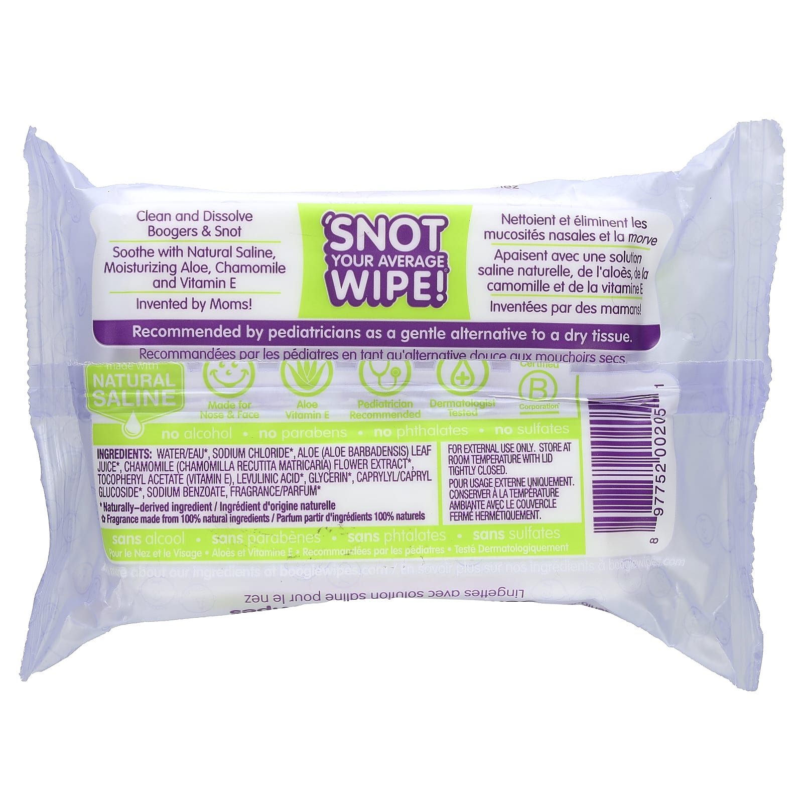 Салфетки Boogie Wipes Gentle Saline Nose 30, оттенок Lavender — фото 2