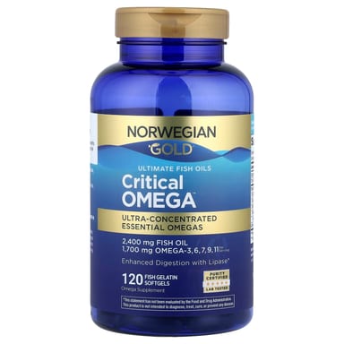 Омега-3 Norwegian Gold Renew Life Norwegian Gold® Critical Omega™ Ultimate Fish Oils 120, мягкие капсулы