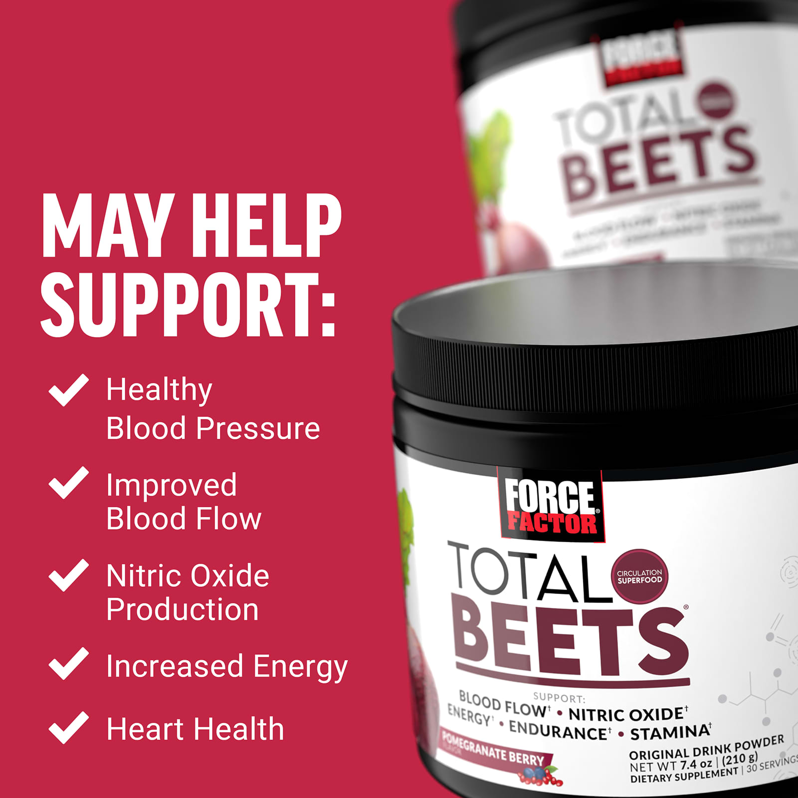 Гранат Force Factor Total Beets® Original Drink Powder, вкус Pomegranate Berry, 210 г, порошок — фото 3