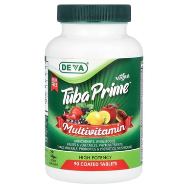 Мультивитамины Deva Vegan Tuba Prime™ Iron Free High Potency 90 Coated Tablets, таблетки