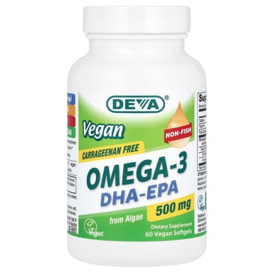 Омега-3 Deva Vegan DHA-EPA, 500 мг, 60 мягких капсул
