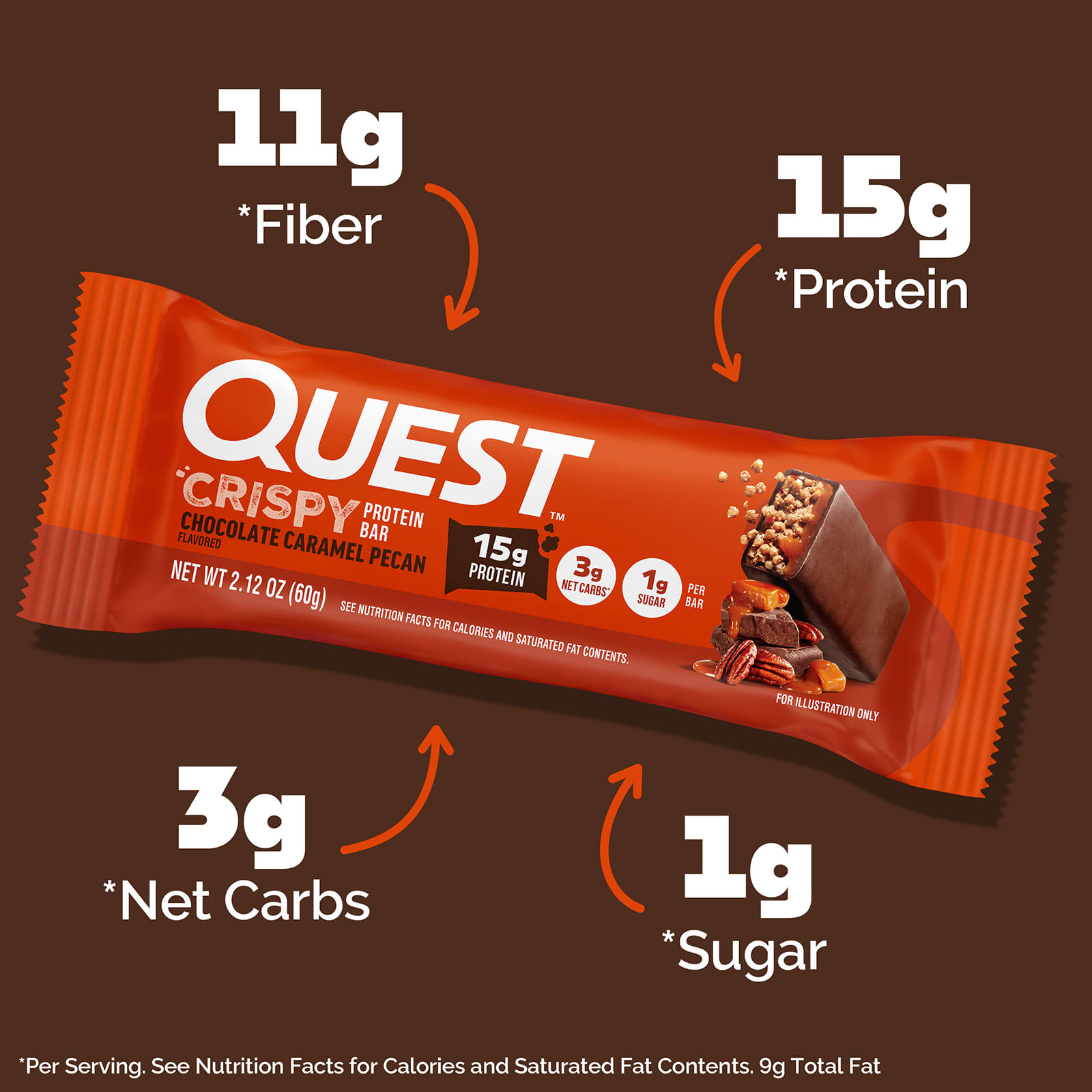 Протеиновый батончик Quest Nutrition, вкус Crispy Chocolate Caramel Pecan, 60 г, 12 шт. — фото 5