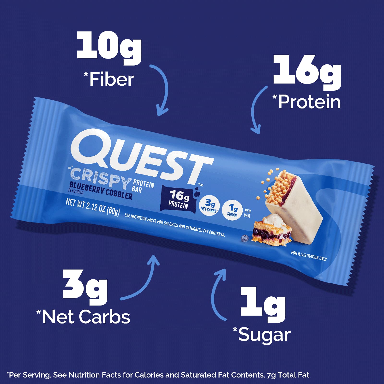 Протеиновый батончик Quest Nutrition, вкус Crispy Blueberry Cobbler, 60 г, 12 шт. — фото 2