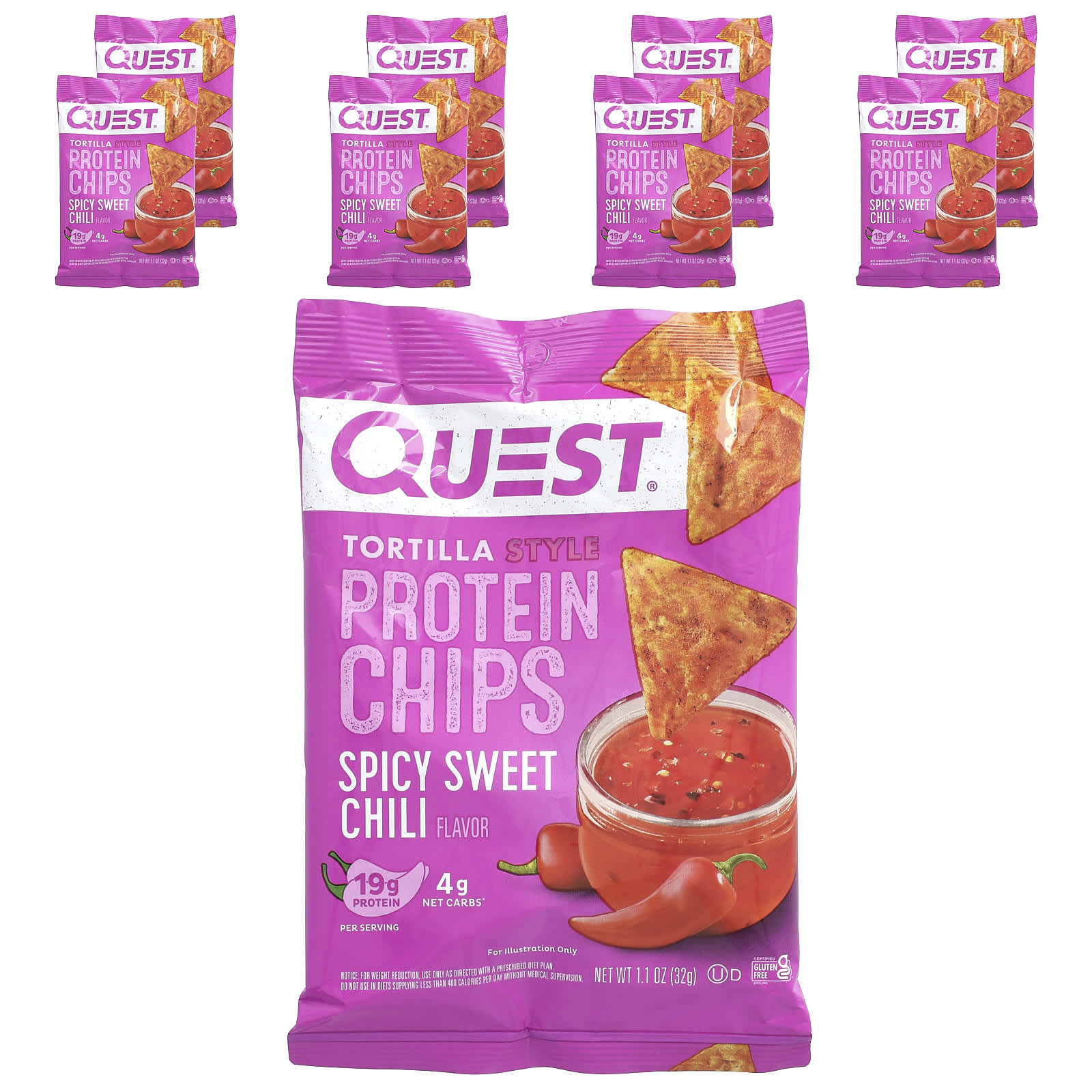 Протеин Quest Nutrition Tortilla Style Chips Spicy Sweet Chili 8 Bags, 32 г — фото 3