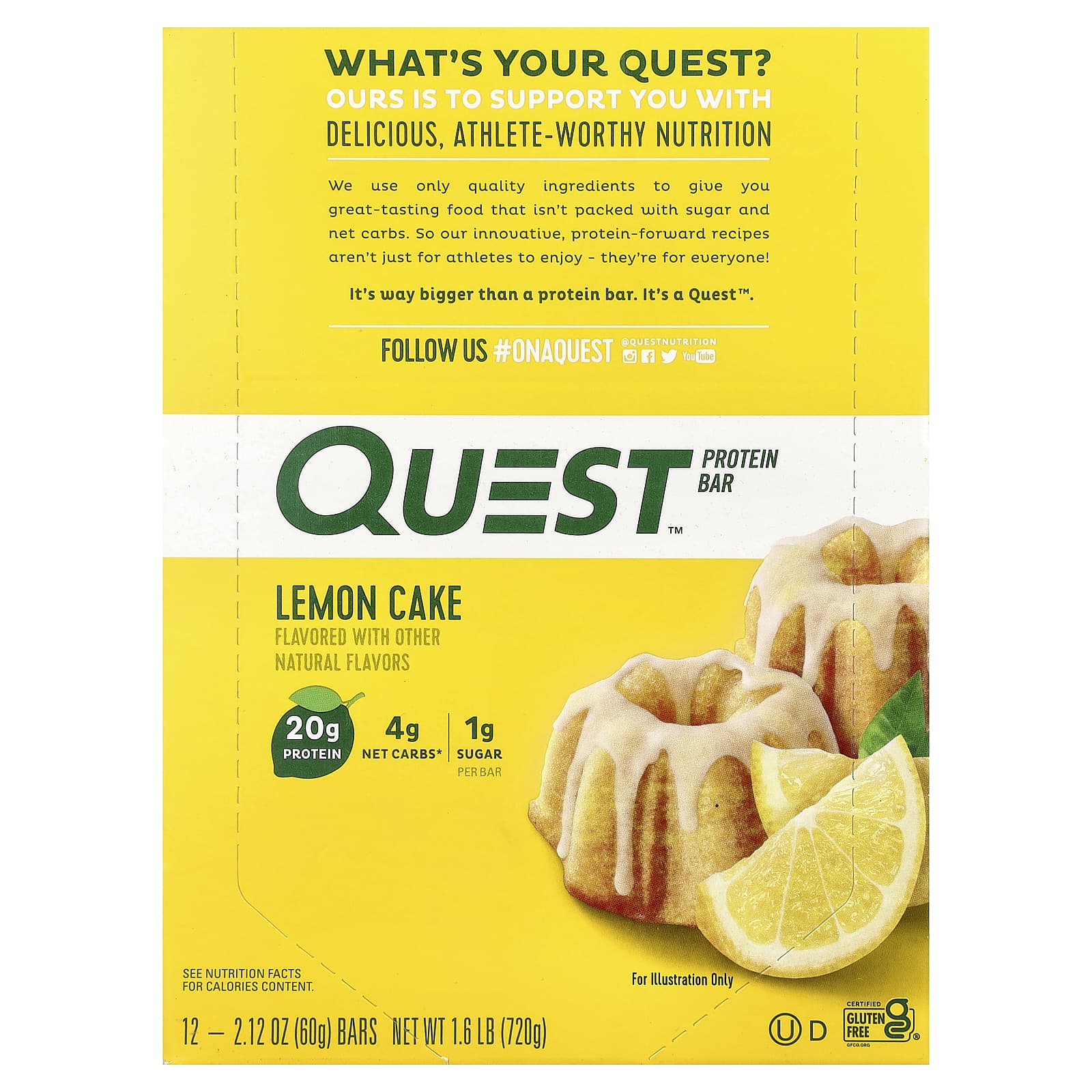 Протеиновый батончик Quest Nutrition, вкус Lemon Cake, 60 г, 12 шт. — фото 2