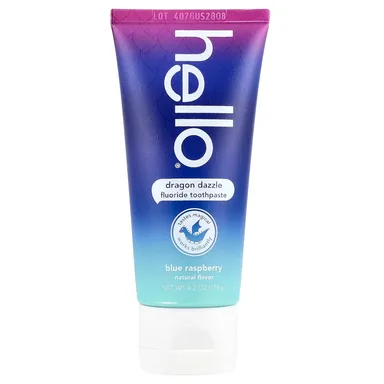 Фото товара: Детская зубная паста Hello Fluoride Dragon Dazzle Blue Raspberry, для детей от 2 лет, 119 г