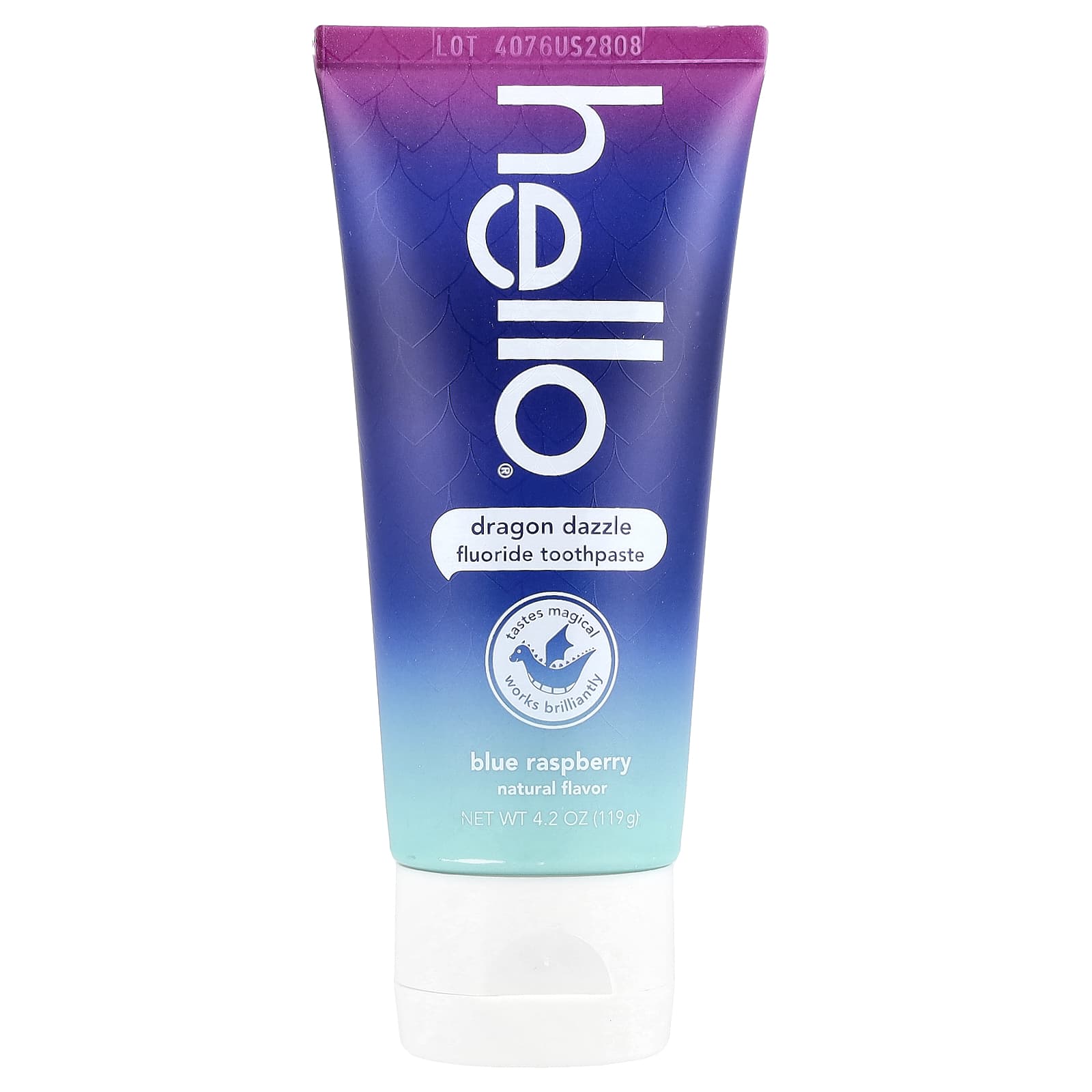 Детская зубная паста Hello Fluoride Dragon Dazzle Blue Raspberry, для детей от 2 лет, 119 г
