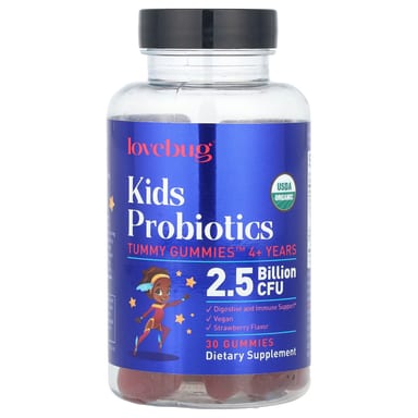 Пробиотик LoveBug Probiotics Tummy Gummies™ 4+ Years Strawberry, 2.5 млрд КОЕ, 30 жевательных пастилок