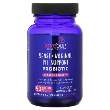 Фото товара: Пробиотик LoveBug Probiotics Yeast Vaginal PH Support, 50 млрд КОЕ, 30 капсул