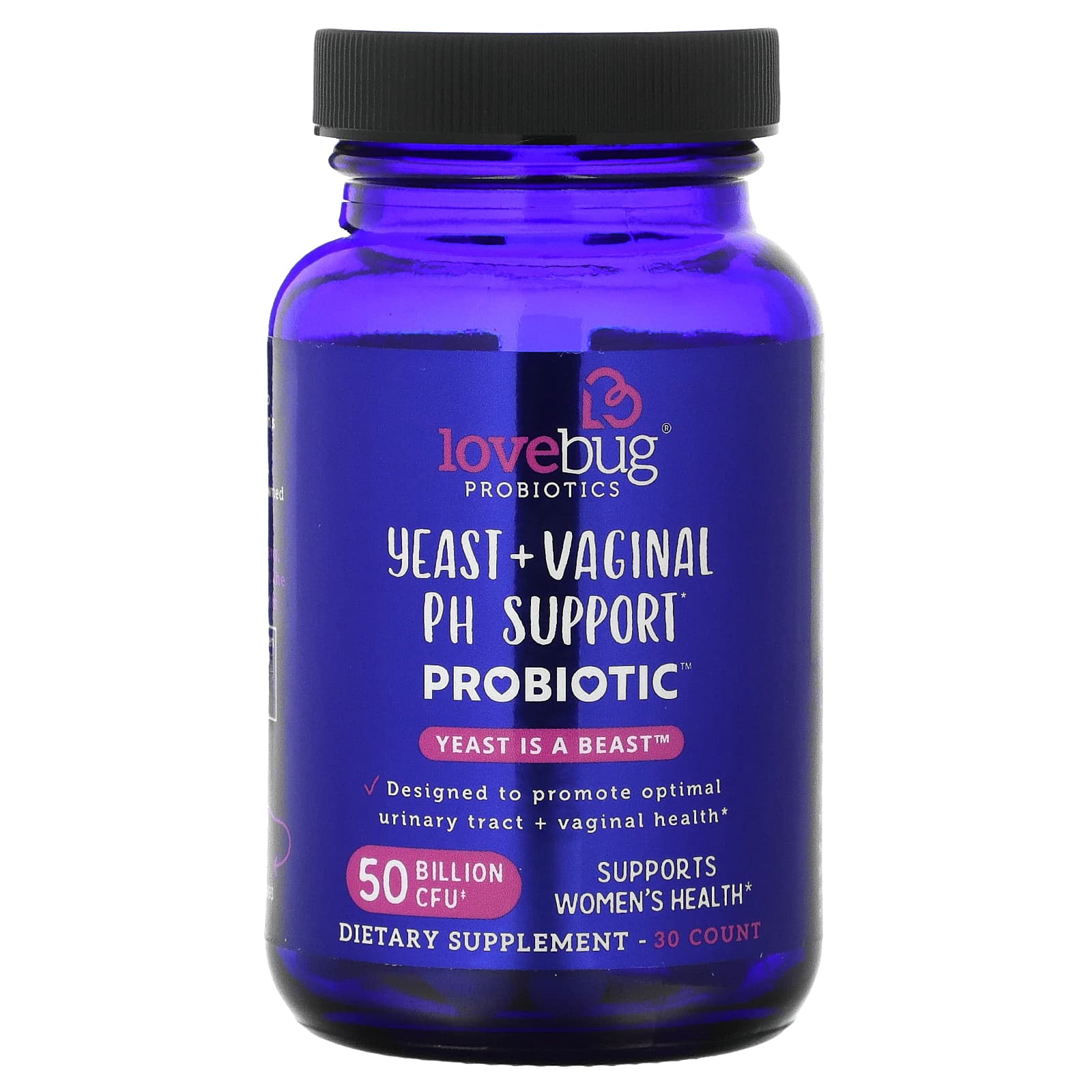 Пробиотик LoveBug Probiotics Yeast Vaginal PH Support, 50 млрд КОЕ, 30 капсул