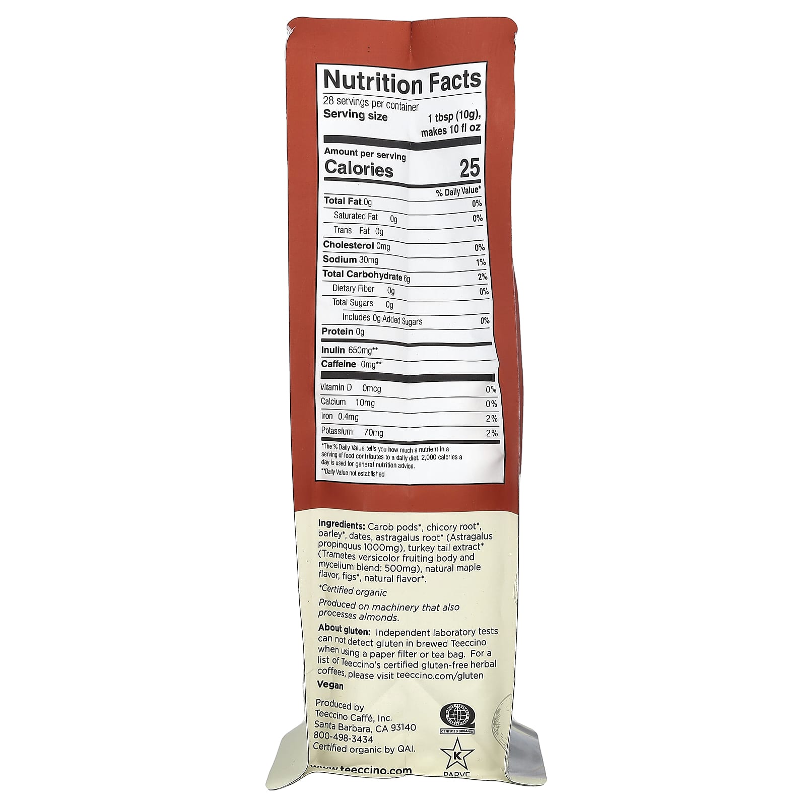 Трутовик разноцветный Teeccino Mushroom Herbal Coffee Astragalus Toasted Maple Medium Roast, без кофеина, 284 г — фото 2