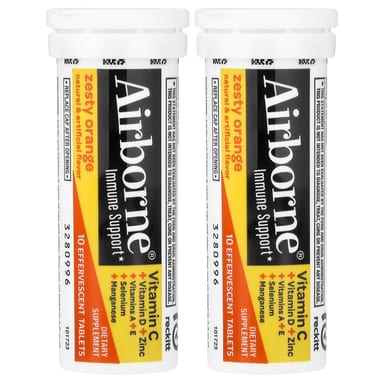 Добавка AirBorne Immune Support, вкус Zesty Orange, 2 тубы, таблетки
