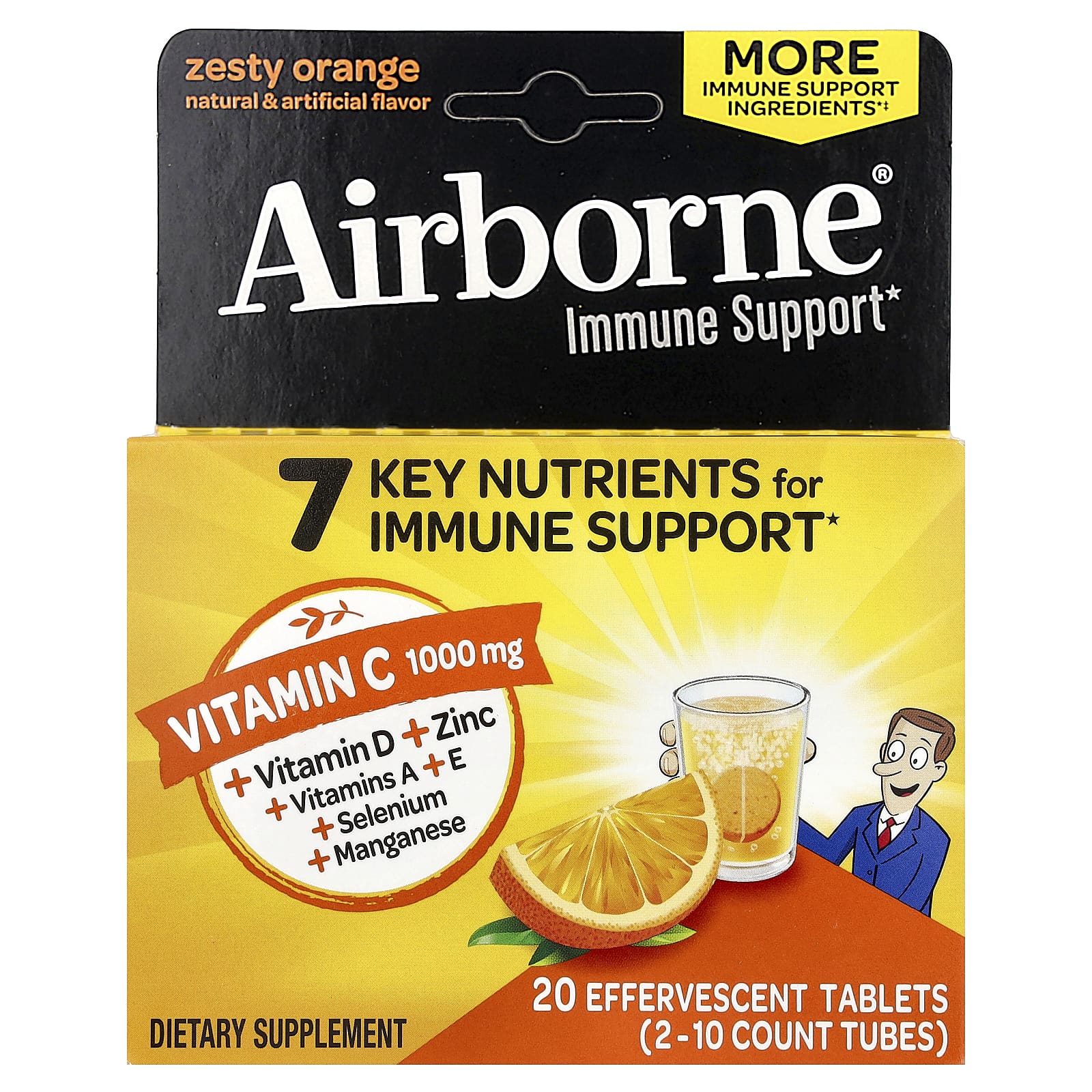 Добавка AirBorne Immune Support, вкус Zesty Orange, 2 тубы, таблетки — фото 2