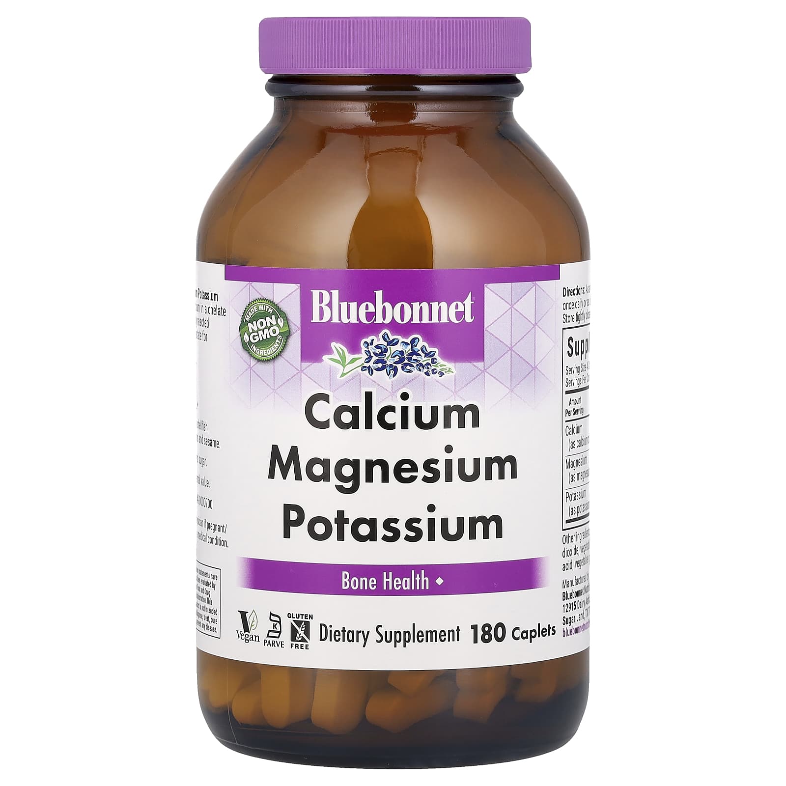 Магний Bluebonnet Nutrition Calcium Potassium, оттенок 180 Caplets