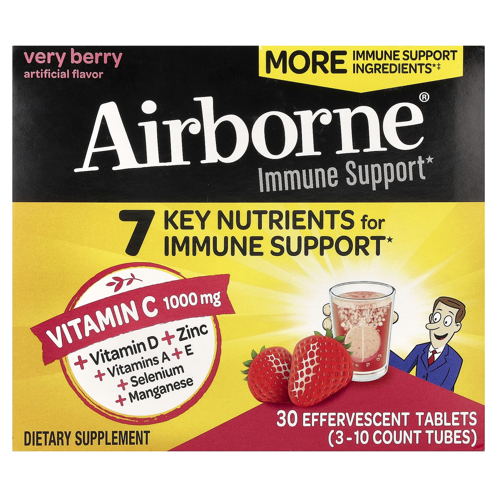 Добавка AirBorne Immune Support, вкус Very Berry, 3 тубы, таблетки — фото 2
