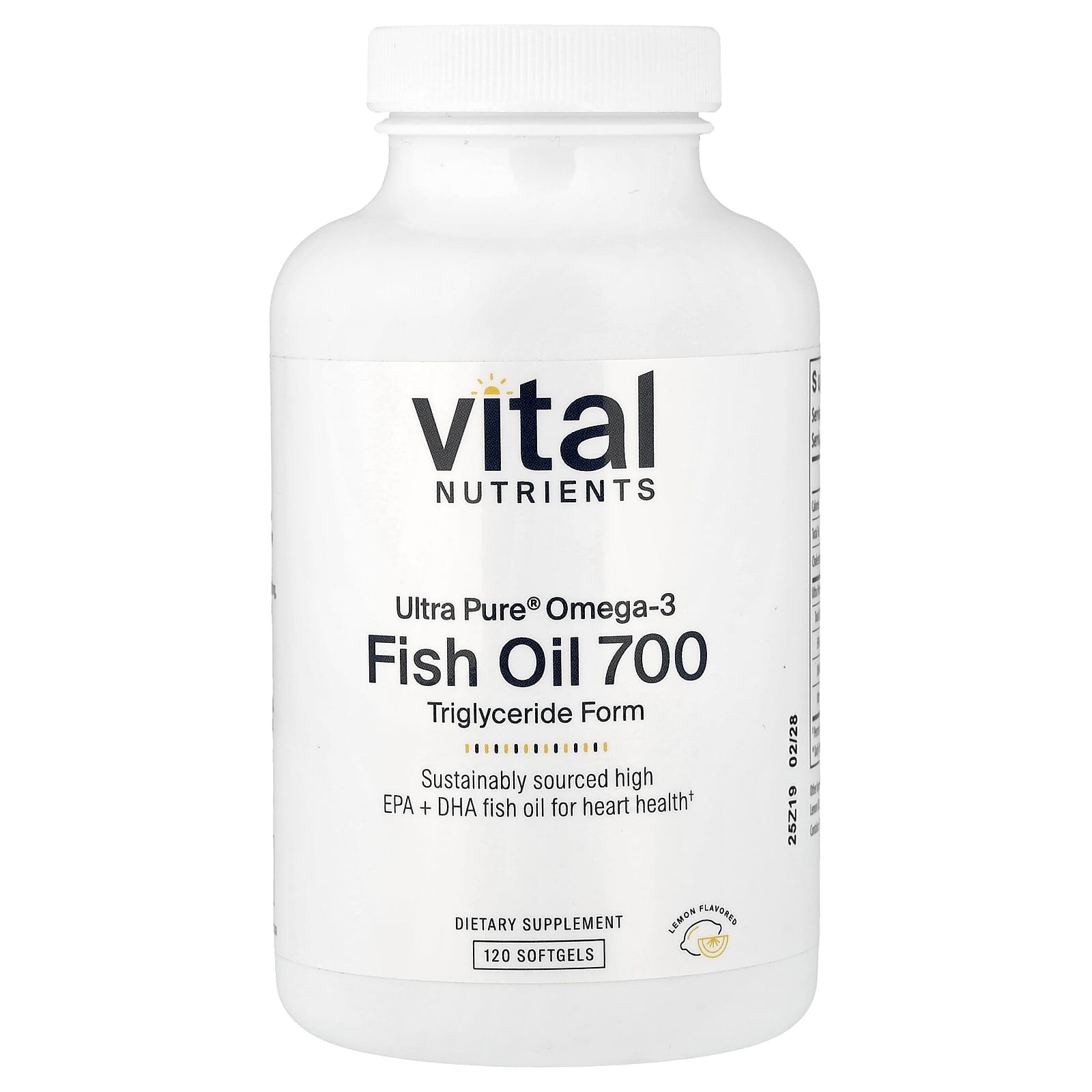 Рыбий жир Vital Nutrients Ultra Pure® Omega-3 700, вкус Lemon, 120 мягких капсул — фото 2