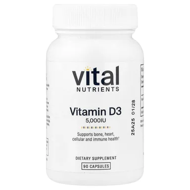 Фото товара: Витамин D3 Vital Nutrients, 125 мкг (5000 МЕ), 90 капсул