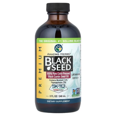 Кумин Amazing Herbs Premium Black Seed™ 100% Pure Cold-Pressed Black Oil, 240 мл, масло