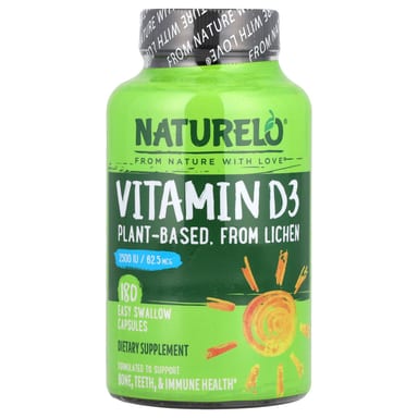 Витамин D3 NATURELO 180 Easy Swallow Capsules, 62.5 мкг (2500 МЕ), капсулы