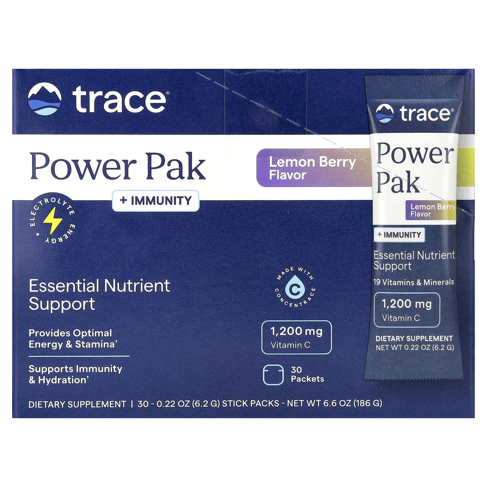 Стик Trace Power Pak Immunity, вкус Lemon Berry, 6.2 г, 30 стиков — фото 3