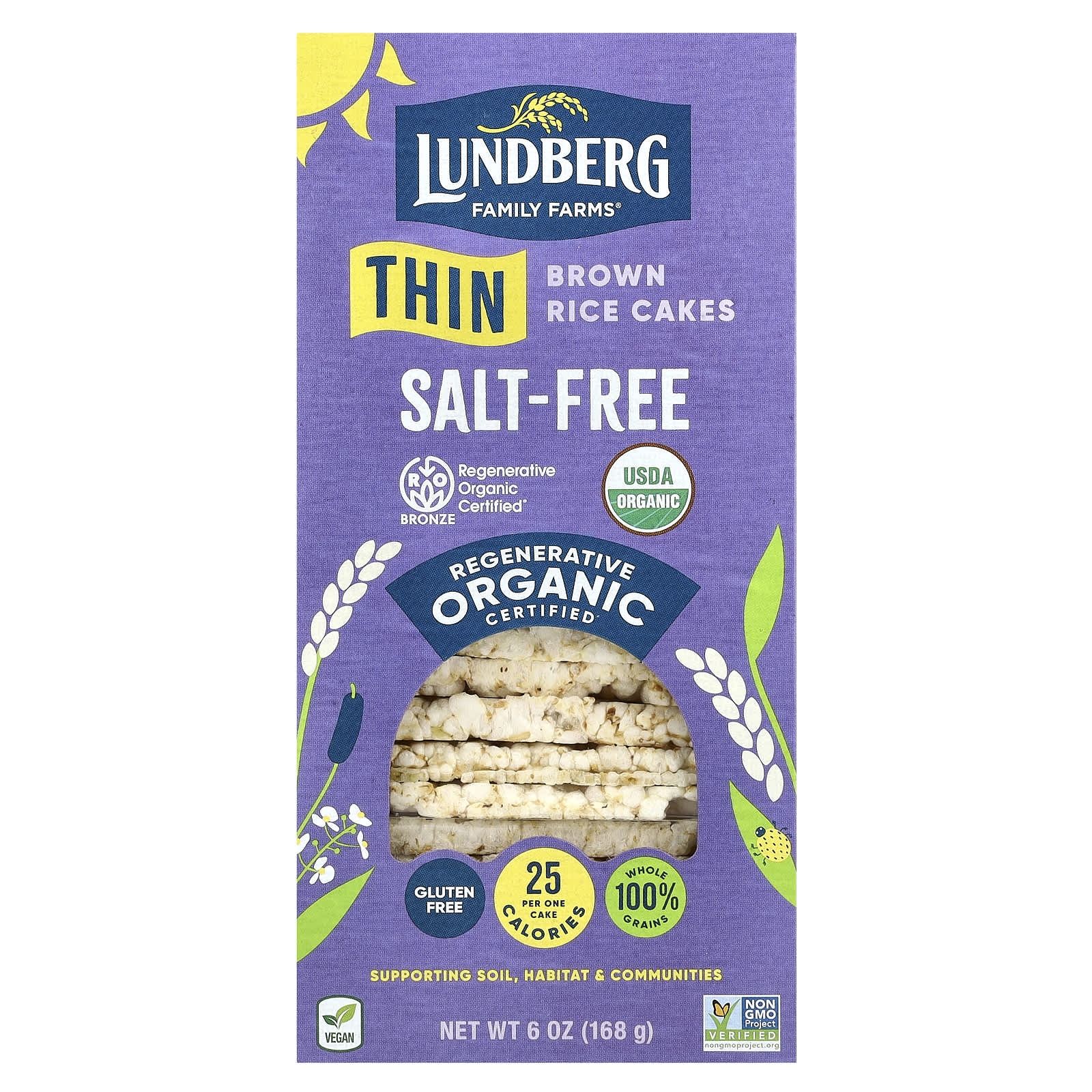 Рис Lundberg Organic Thin Brown Cakes Salt-Free, 168 г